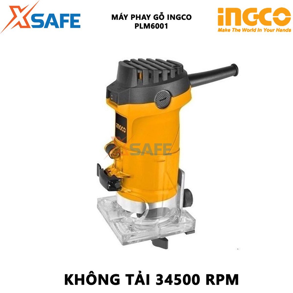Máy phay gỗ INGCO PLM6001 công suất 600W, tốc độ không tải 34500rpm, đường kính đầu cặp 6mm(1/4inch) - chính hãng