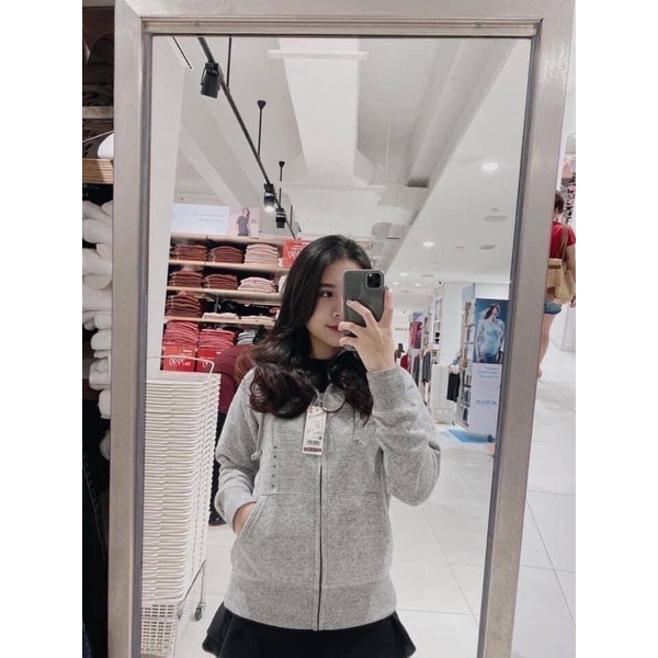 NỮ ÁO KHOÁC NỈ HOODIE KHOÁ KÉO