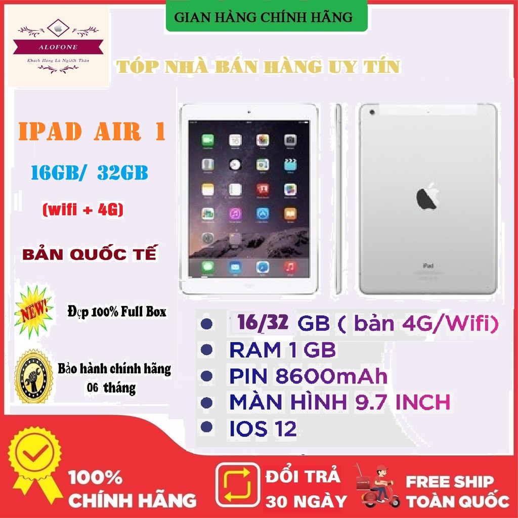 iPad Air 1 - 16Gb/ 32Gb (Wifi + 4G) - Chính hãng, đẹp 99%. (Bảo hành 6 tháng) | BigBuy360 - bigbuy360.vn