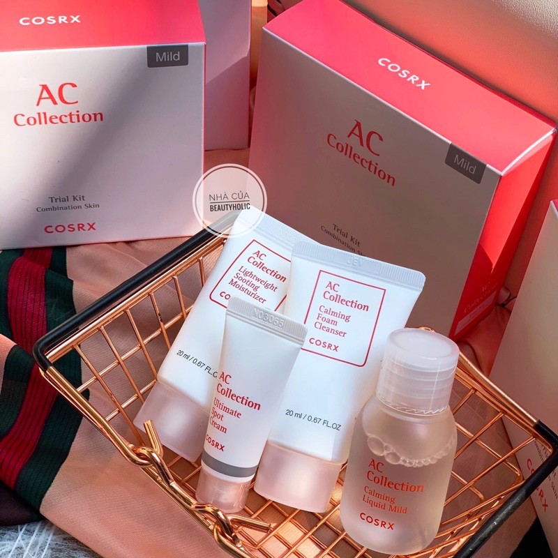 Set dưỡng cho da mụn, kiềm dầu Cosrx AC Collection Trial Kit For Oily Skin Miniset