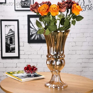 ✚♘Phong cách Châu Âu bình cao thủy tinh trong suốt cắm hoa vàng trang trí bình hoa thủy tinh Phong cách Châu Âu cắm hoa