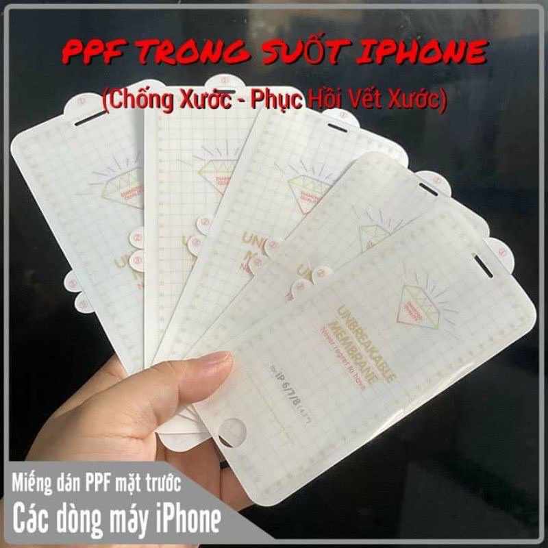 PPF mặt trước dành cho ip 6 đến 12Promax - Trong suốt và Nhám chống vân tay -  Bảo vệ full màn hình