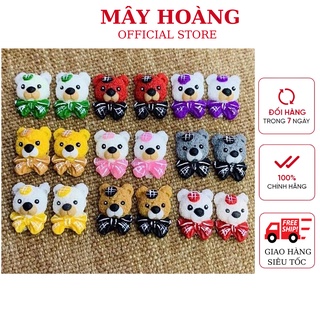Charm Gấu bột nail, Gấu nơ gắn móng trang trí móng
