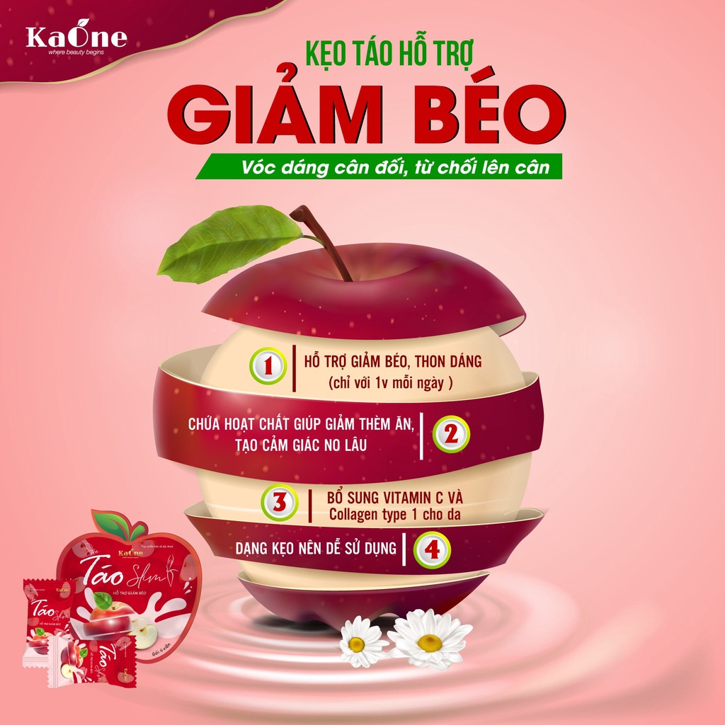 Kẹo Táo Giảm Cân kaone Slim Đốt Mỡ Hiệu Quả Chính Hãng