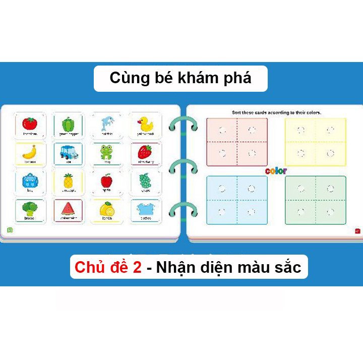 Học liệu bóc dán montessori 17 chủ đề giáo dục sớm thông minh cho bé, bảng bận rộn quiet book, busy board