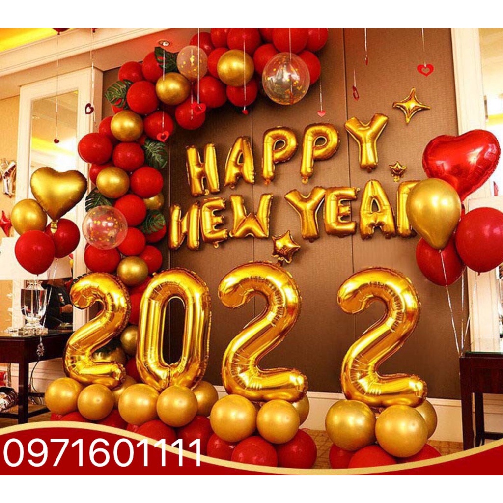 Bộ Bóng Bay Trang Trí Năm Mới Happy NewYear MM022