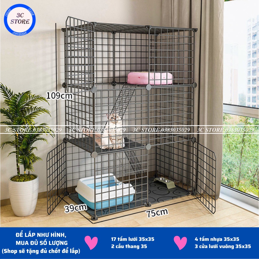 TẶNG CHỐT Tấm lưới - Chuồng Quây Cho Thú Cưng, Chó Mèo - Lắp Ghép (Bán lẻ theo tấm)