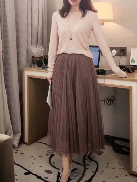 CHÂN VÁY XẾP LY LƯỚI DÁNG DÀI MS11023 (K1-2)