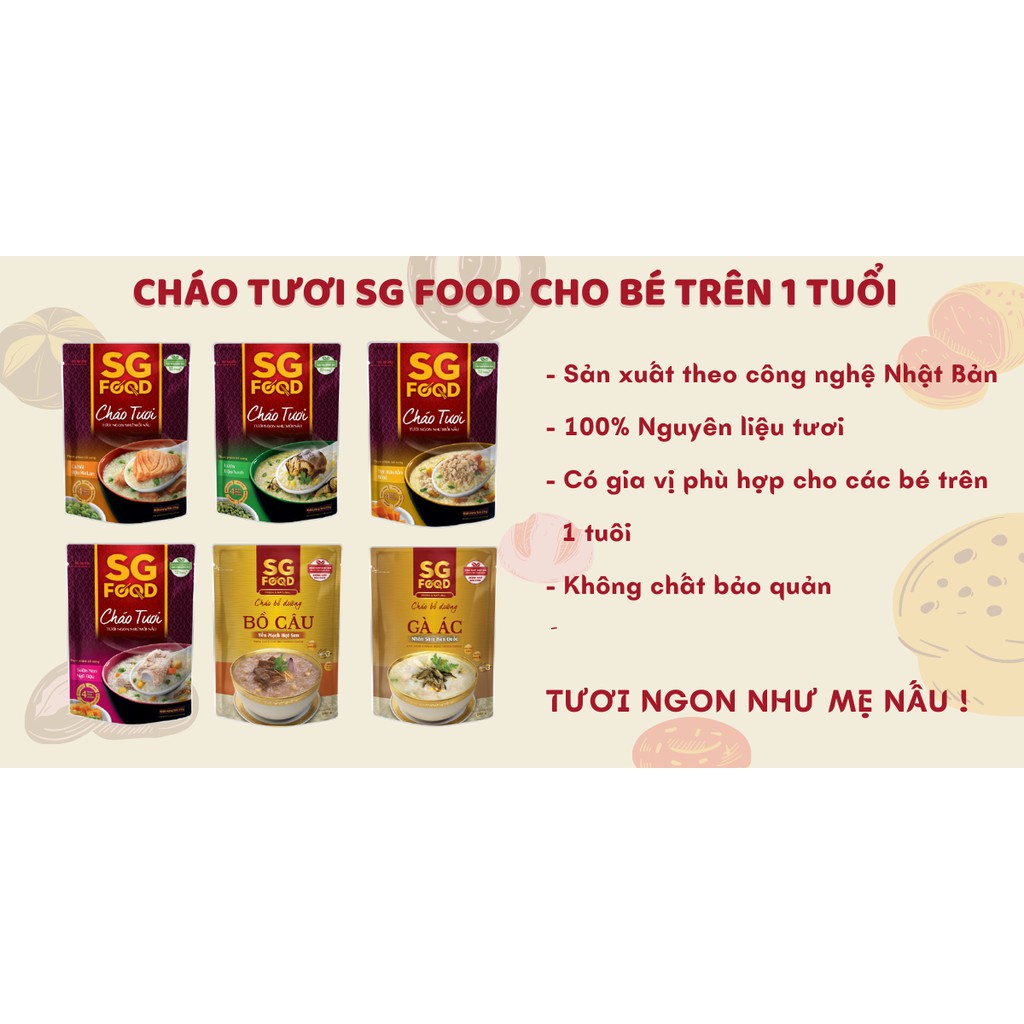 Cháo tươi SG Food cho bé ăn dặm ngon bổ dưỡng 240g 89360 | BigBuy360 - bigbuy360.vn