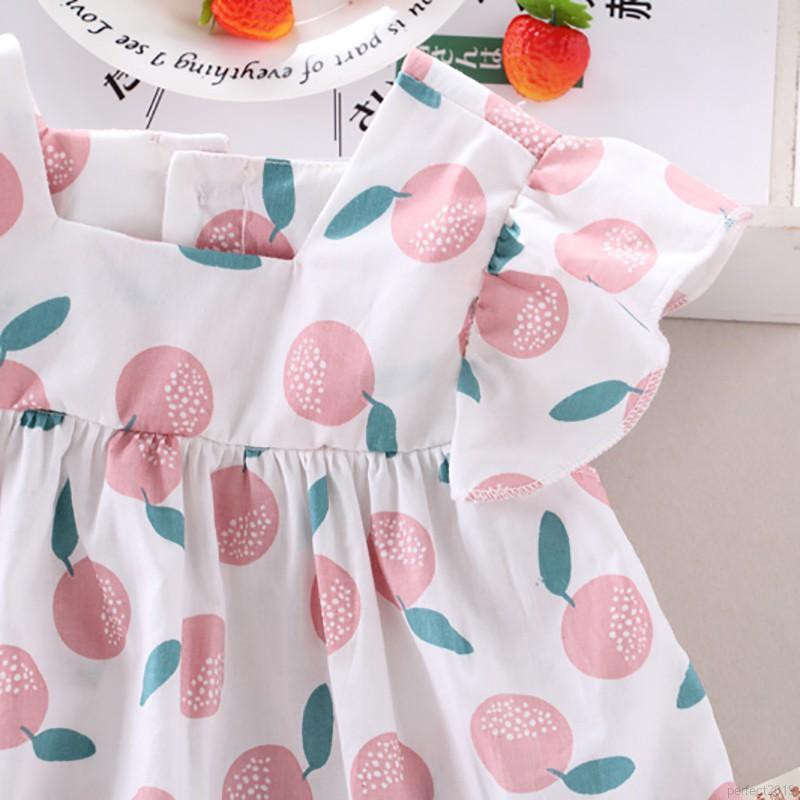 Bộ quần ngắn và áo phông in hoa quả có tay loe xinh xắn cho bé