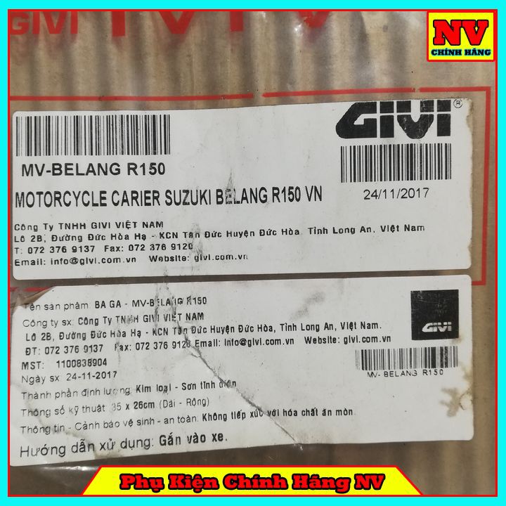 Baga sau Givi RAIDER BELANG R150 chính hãng chịu lực cao gắn được thùng sau Givi