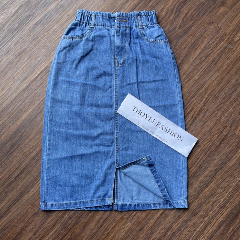 Chân Váy Jeans dài, chân váy bò Lưng Cao cạp chun dáng dài xẻ trước Thời Trang Hàn Quốc M646 | BigBuy360 - bigbuy360.vn