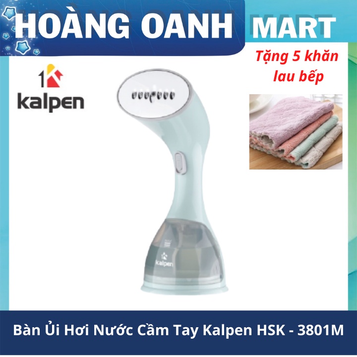 Bàn Ủi Hơi Nước Cầm Tay Dạng Đứng Để Bàn Mini Thông Minh Kalpen HSK - 3801M tặng 5 khăn lau bếp