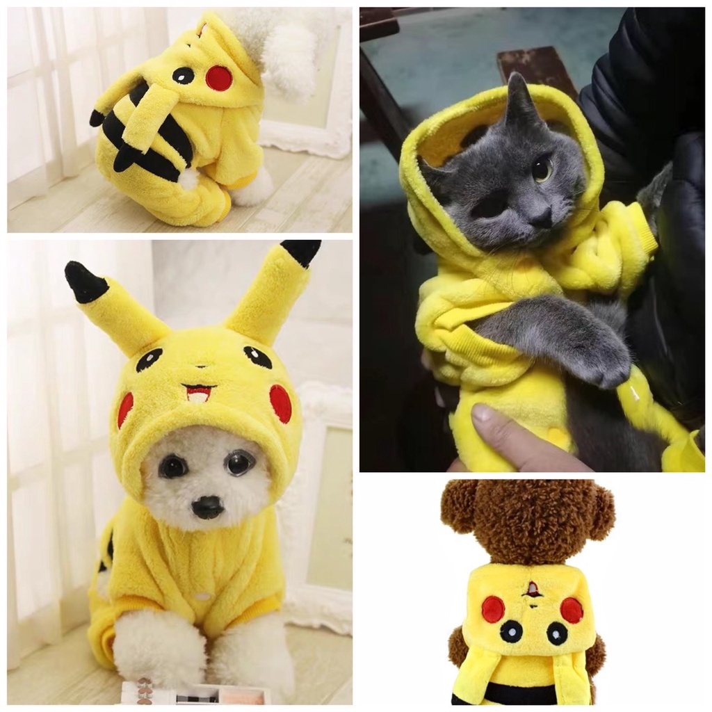 [ XU HƯỚNG ] Quần áo nỉ bông cho thú cưng giữ ấm kèm mũ và túi đựng khóa kéo cao cấp