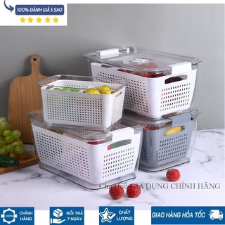 Hộp đựng thực phẩm tủ lạnh 2 lớp, hộp chia ngăn bảo quản rau củ giúp tươi lâu hơn trong tủ lạnh