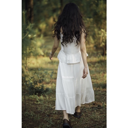 Chân váy xoè vải cotton mềm mại dáng dài vintage- Nhà Của Moon