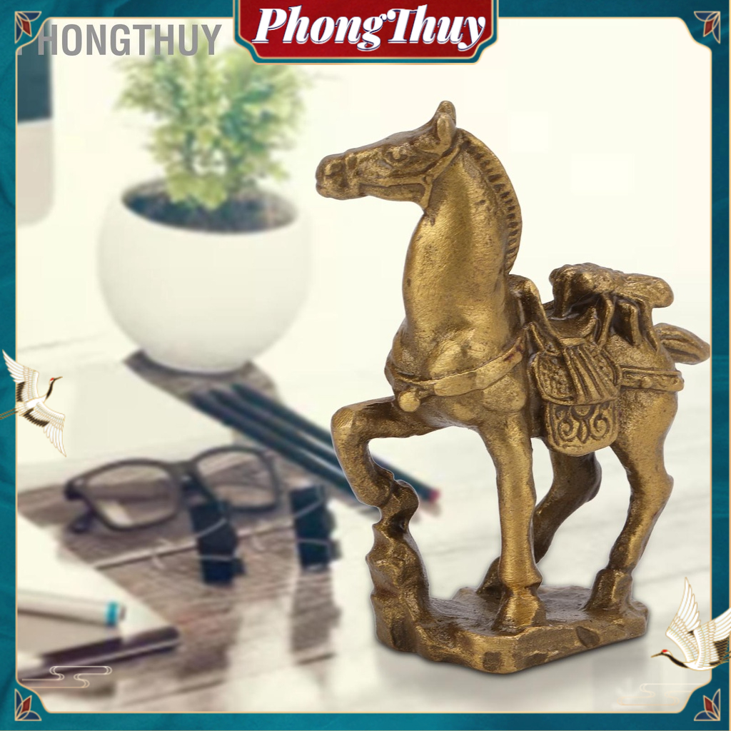 PhongThuy Tượng Bằng Đồng Hình Con Ngựa Tay Được Chạm Khắc Cẩn Thận Retro Nghề Mang Lại May Mắn Trang Trí Bàn Làm Việc