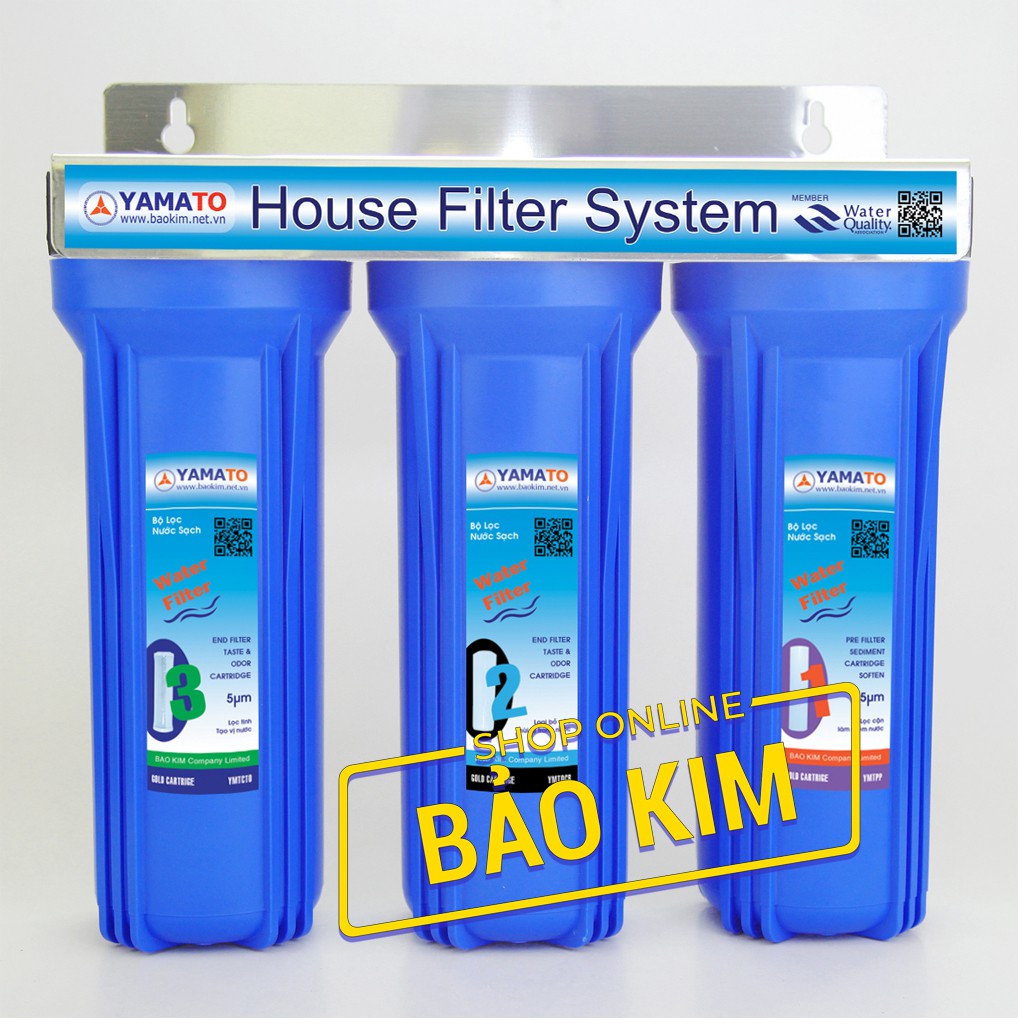 [FREESHIP 99K]_Bộ lọc nước thô đầu nguồn 3 cấp lọc 10inch Yamato YMTH10-3X ( Xanh)