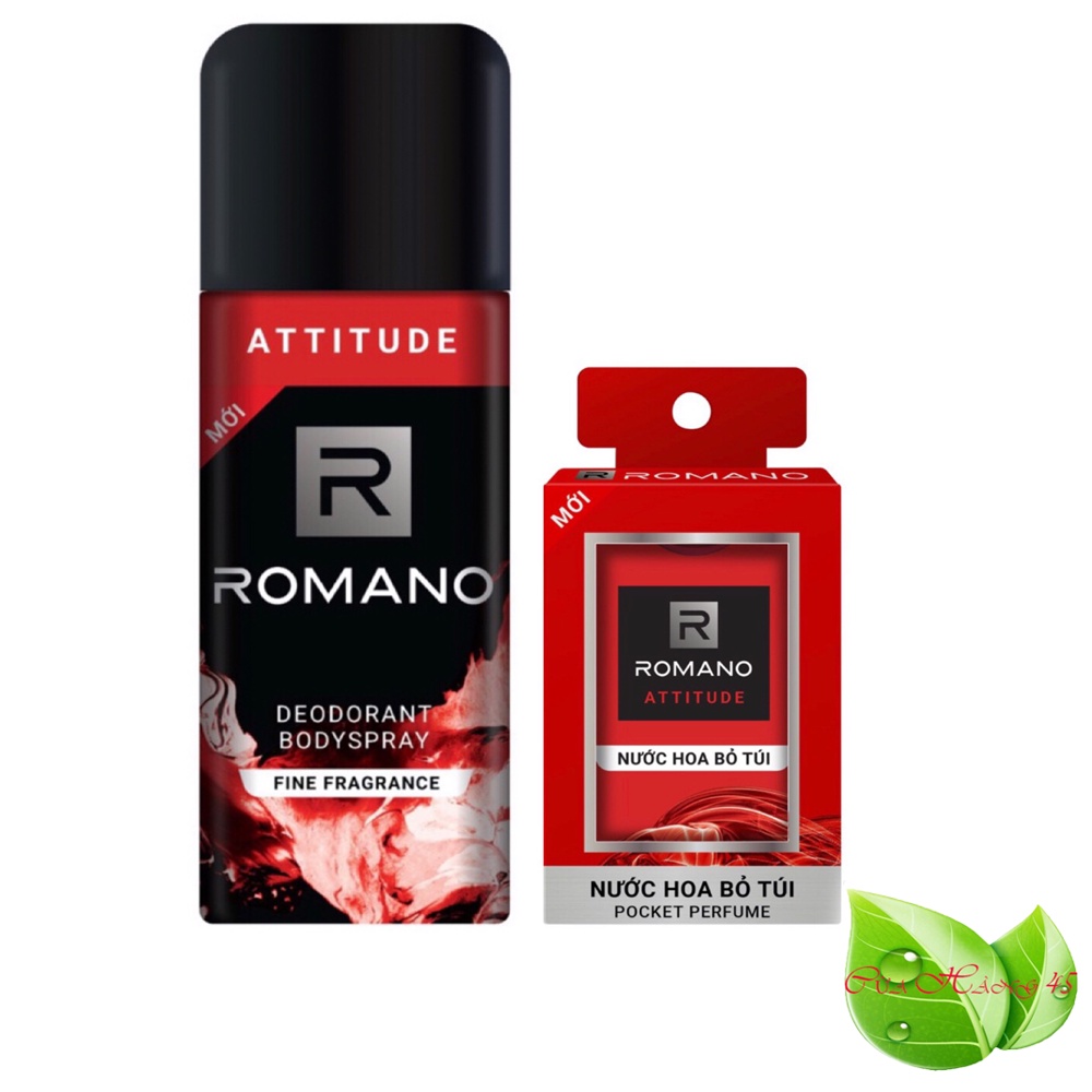Romano : Combo xịt khử mùi toàn thân cho Nam Romano Attitude150ml +Nước hoa bỏ túi 18ml