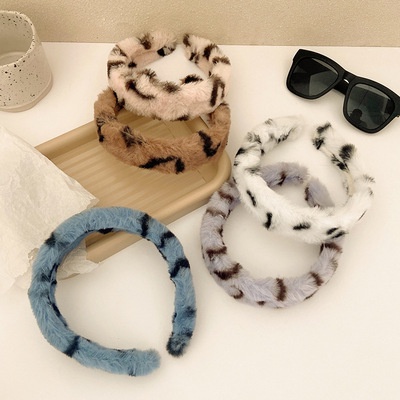 Cài tóc HAIMEIKANG bằng lông nhung họa tiết da báo chống trượt thời trang thu đông độc đáo