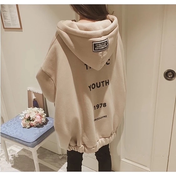 Áo Khoác Hoodie Phối Khóa Kéo In Chữ Kiểu Hàn Quốc Cá Tính Cho Nữ | BigBuy360 - bigbuy360.vn