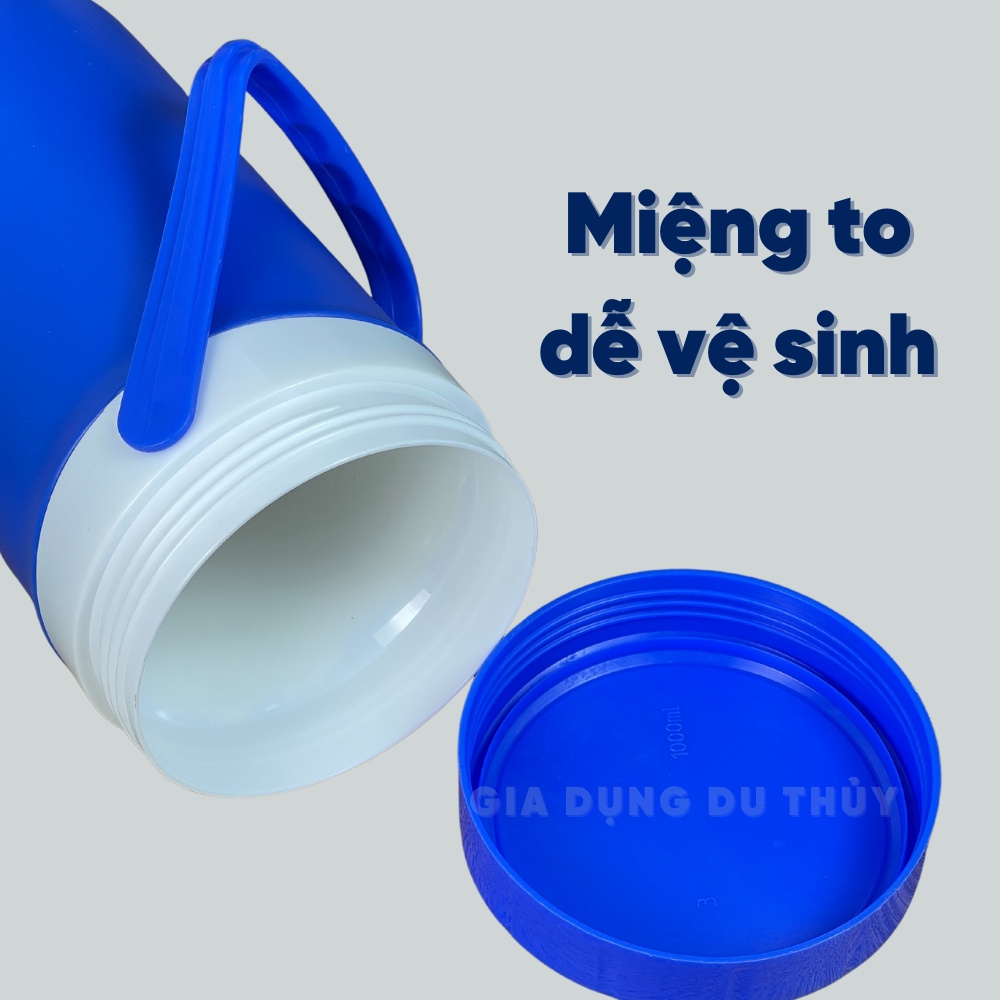 Bình đá giá rẻ 1 lít thiết kế trơn dễ vệ sinh, miệng lớn dễ sử dụng, có quai xách - Bình giữ nhiệt BeCool 1L CTT