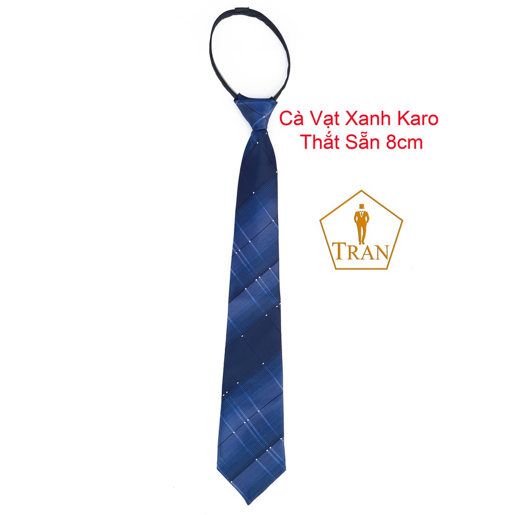 Cà Vạt, Caravat Xanh, Xanh Đen Nam Cao Cấp 5, 8cm Tự Thắt, Thắt Sẵn.