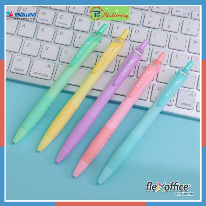 Bút gel bi Pazto Thiên Long mực xanh, nét 0.6 màu cán pastel, tay cầm có đệm cao su, ngòi trơn đều mực GelB039