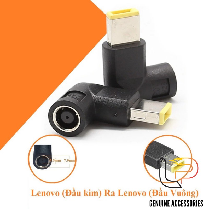 Đầu đổi chân sạc Laptop Lenovo (Đầu kim) Ra Lenovo (Đầu Vuông)