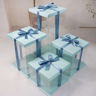 Hộp đựng bánh sinh nhật trong suốt hai lớp 6 20cm 27cm 27cm 33cm 40cm