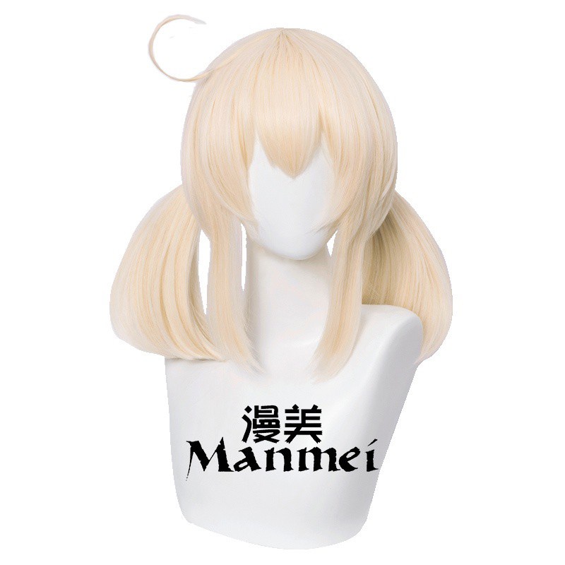 Manmei Genshin Impact Cosplay Klee 45cm Wig Golden Wig Cosplay Anime Cosplay Wigs Heat Resistant Synthetic Wigs Halloween for Girls
