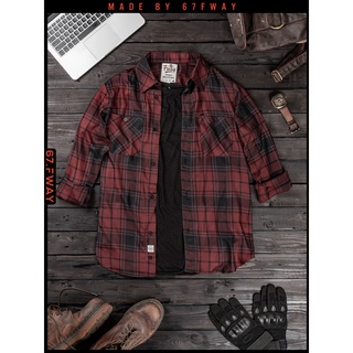 [By 67.FWAY☆]CARO RED SHIRT / Sơ mi Flannel kẻ đỏ đun Unisex