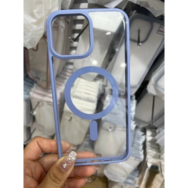 Ốp Lưng Trong Suốt Viền Màu Hỗ Trợ Sạc Magsafe Iphone 14 Pro, 14 Pro Max, 12 Pro Max, 13, 13 Pro, 13 Pro Max Hãng X&M