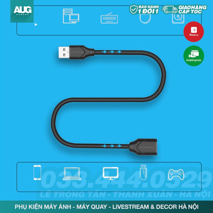 Dây USB 2.0 nối dài MINDPURE dùng cho PC, Laptop, Macbook hàng chính hãng - AUG Camera &amp; Decor Hà Nội