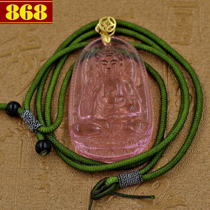 Mặt dây chuyền Phật bẻn mệnh A Di Đà hồng kèm dây đeo