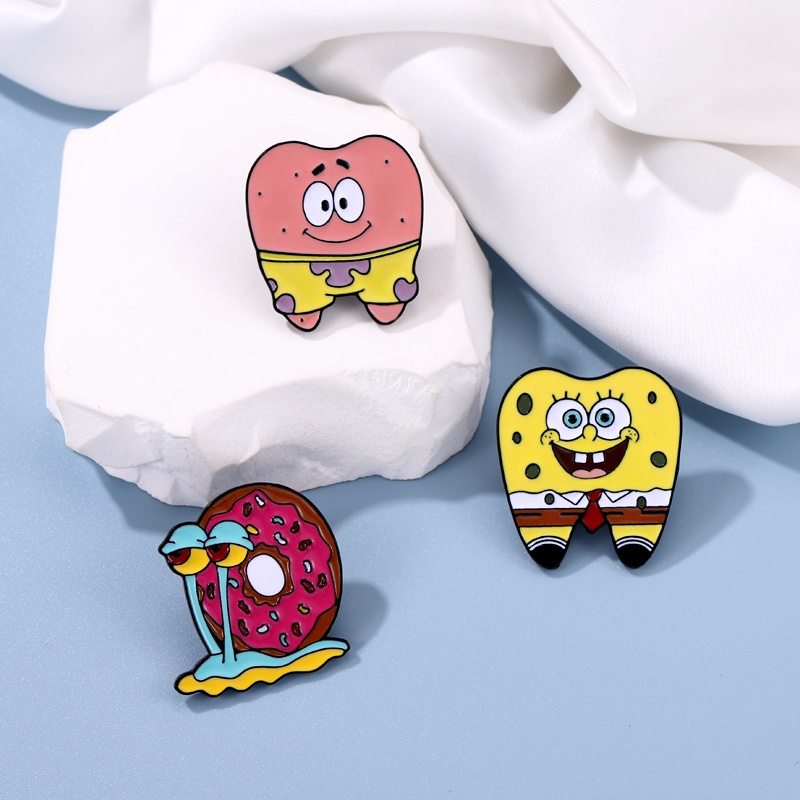 Huy Hiệu Cài Áo Hình Bọt Biển Tinh Nghịch Hoạt Hình SpongeBob Patrick