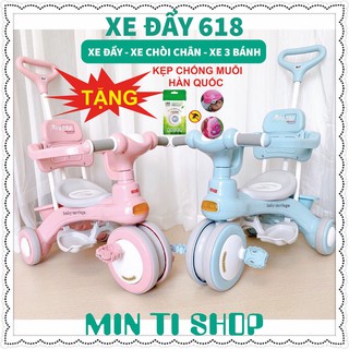 Xe đẩy cho bé kiêm xe chòi chân, xe đạp 3 bánh 618 an toàn cho bé