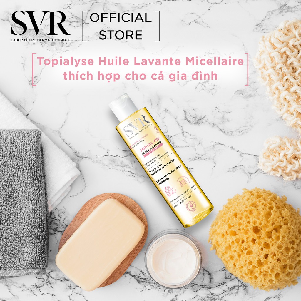 Sữa tắm dưỡng ẩm SVR TOPIALYSE Huile Lavante Micellaire 200ml [Nhập Khẩu Chính Hãng]