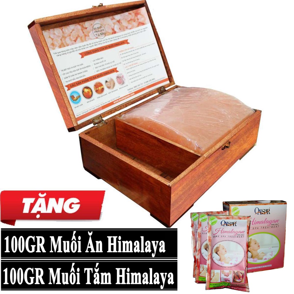 Hộp Đèn Đá Muối Himalaya Mặt Cong Massage + Tặng 100gr Muối Tắm+ Tặng 100gr Muối Tắm