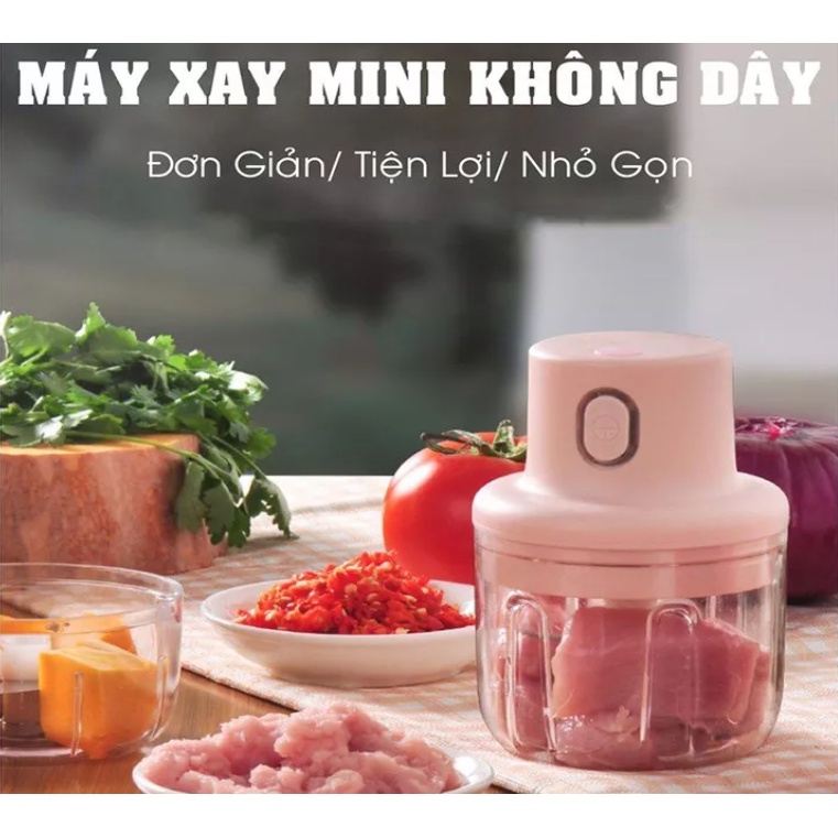 Máy xay tỏi ớt sạc pin - Dụng Cụ Xay Tỏi Ớt Kéo Tay Gia Đình Mini, Cối Xay Tỏi Ớt Bằng Tay Đa Năng