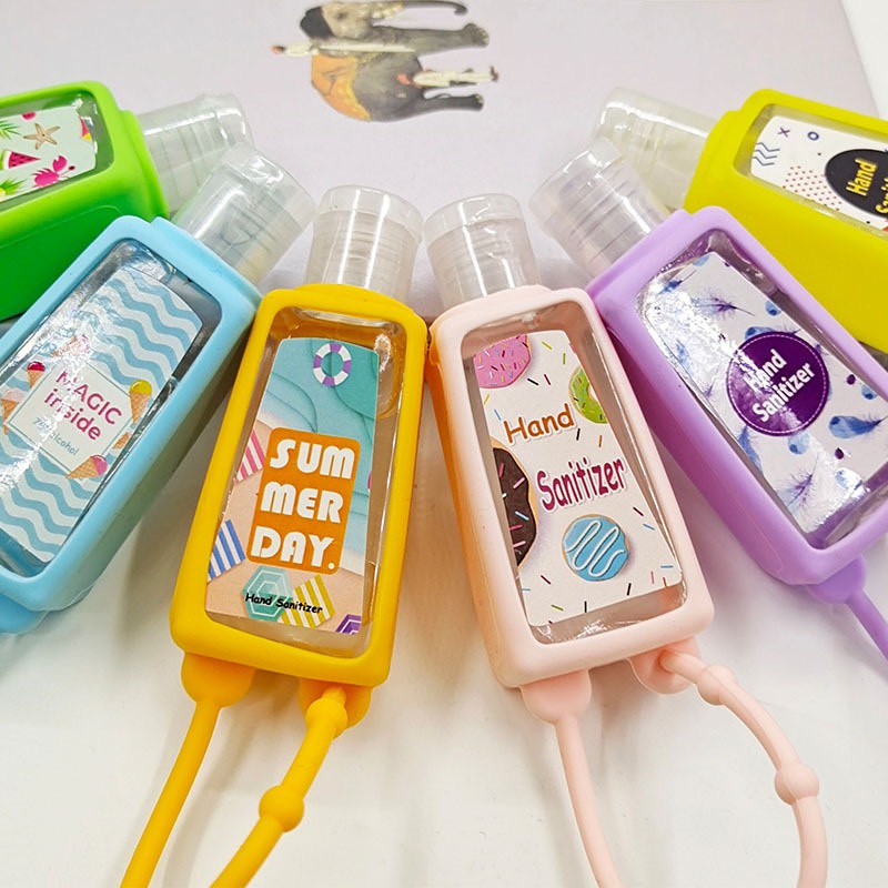 Móc khoá lọ đựng nước rửa tay khô màu sắc pastel - 30ml (Có sẵn nước rửa tay)