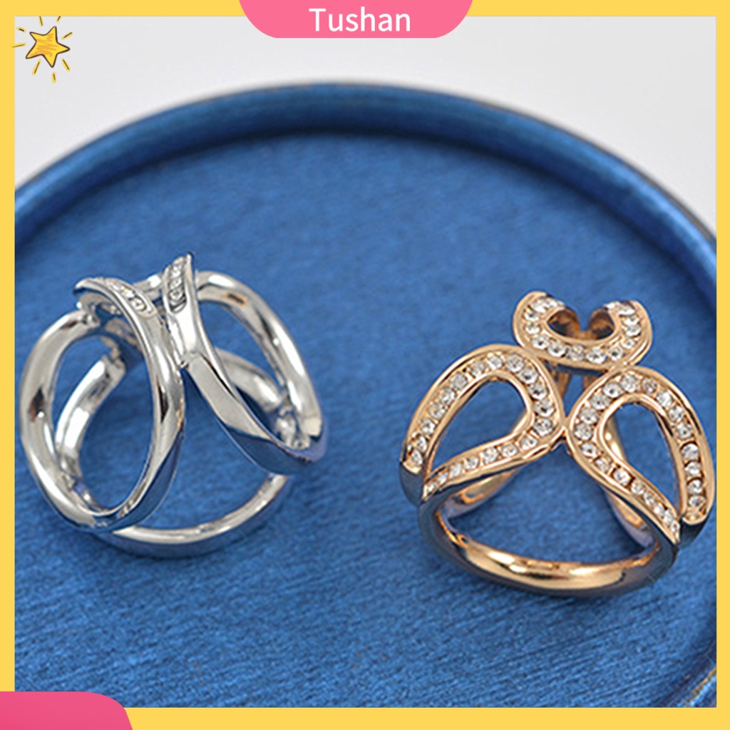 Khuy Cố Định Khăn Choàng Cổ Hình Vòng Hoa Đính Đá Thanh Lịch