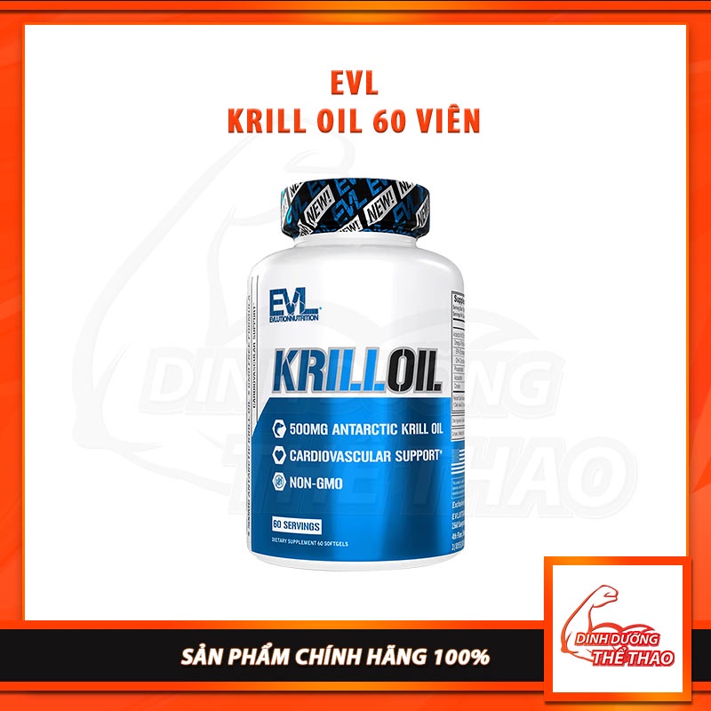 EVLUTION NUTRITION KRILL OIL 60 VIÊN-CHÍNH HÃNG-Cung Cấp Omega 3,Giúp Tăng Cường Sức Khỏe, Chống Lão Hóa