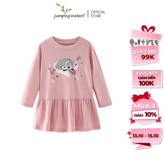 Váy đầm dài tay cho bé gái hồng Jumping Meters HT7