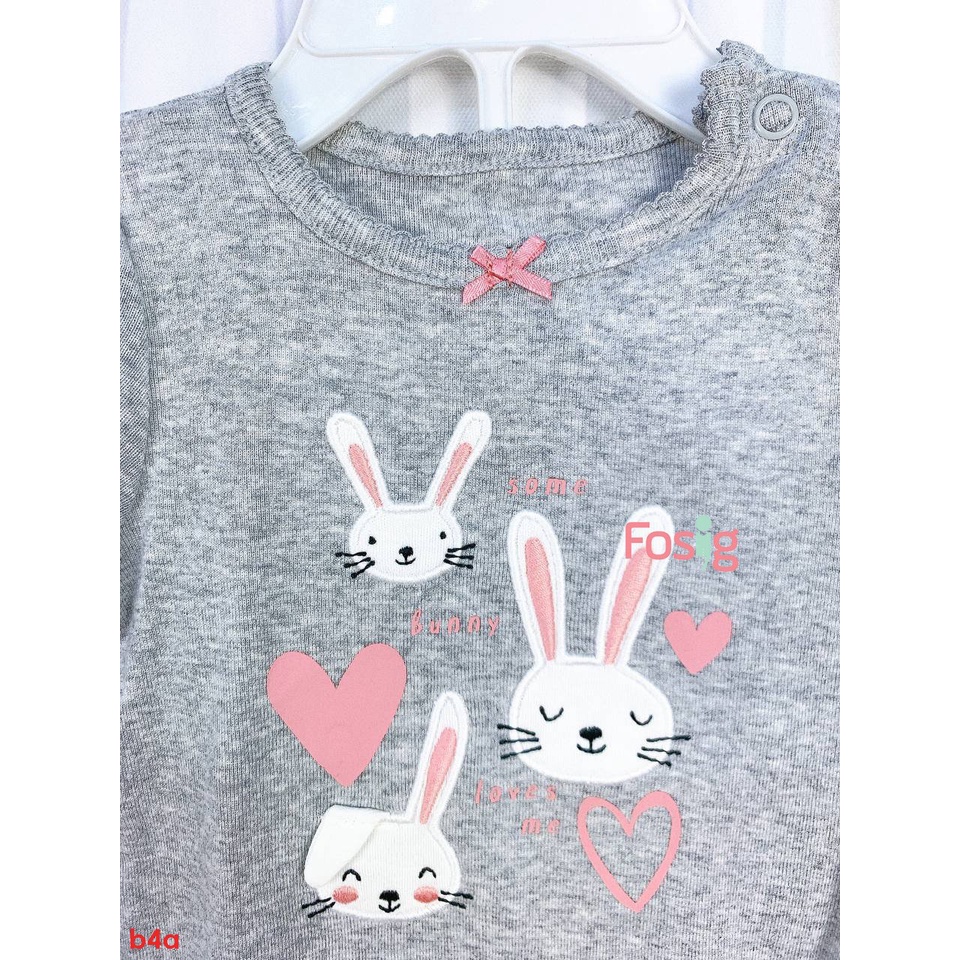 Set Bodysuit Và Quần Bé Gái Cter - Xám Đậm Thỏ