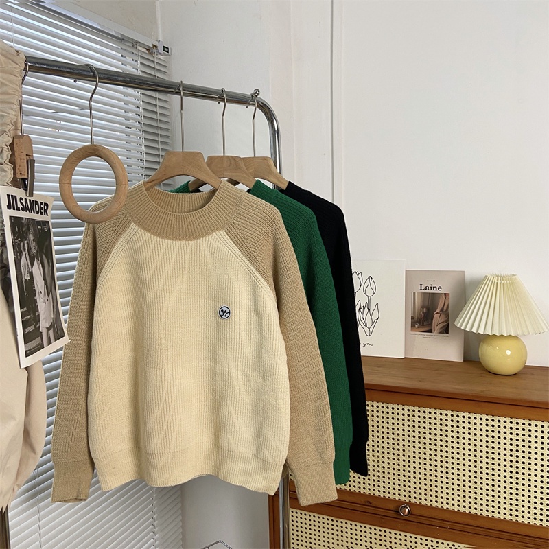 Áo Sweater Tay Dài Cổ Tròn Dáng Rộng Màu Khối Phong Cách Hàn Quốc Thời Trang Mùa Thu Dành Cho Bạn Nữ