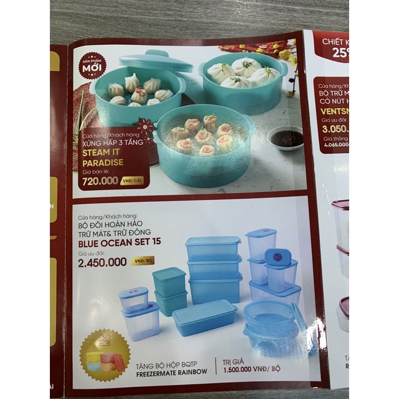 Blue ocean bộ trữ mát và trữ đông mega 15 + 4 đông 650ml tupperware