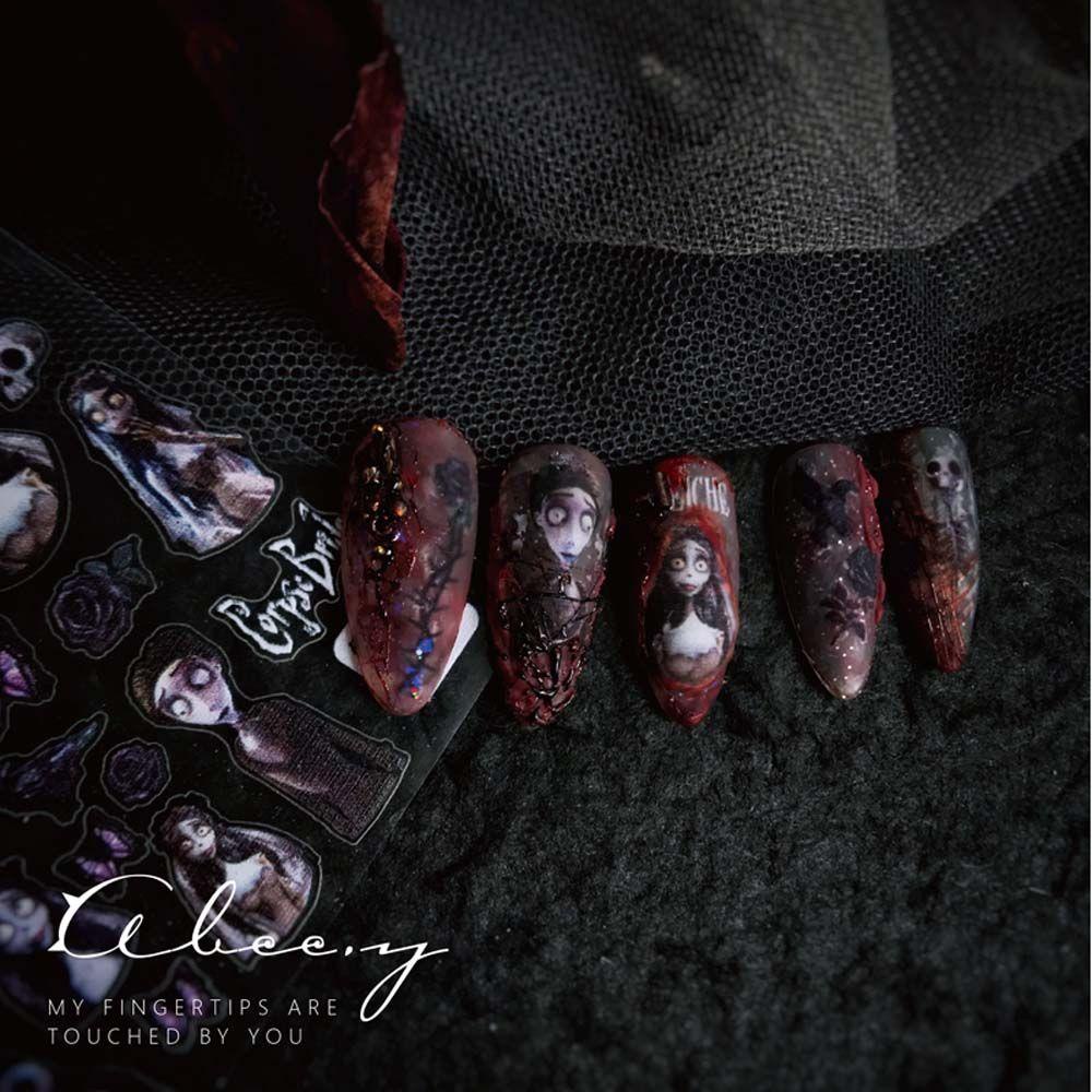 Miếng Dán Móng Tay 3D Siêu Mỏng Khắc Họa Tiết Hoa Hồng / Cô Dâu / Cô Dâu Phong Cách Nhật Bản Độc Đáo