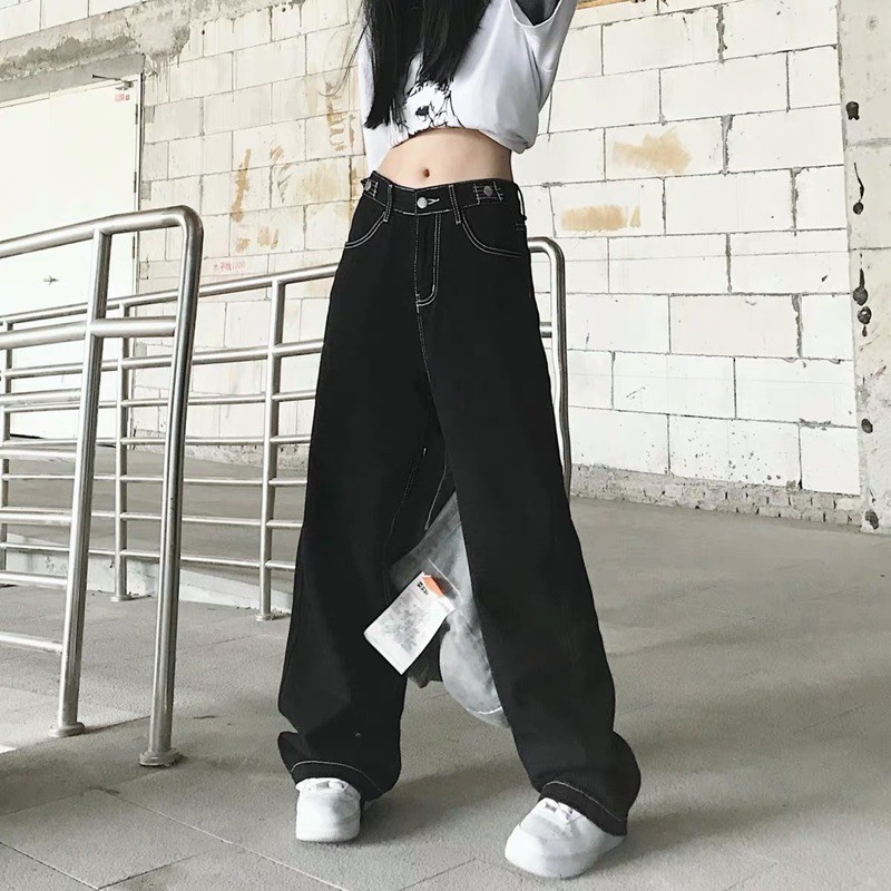 Quần culottes jean viền chỉ nổi