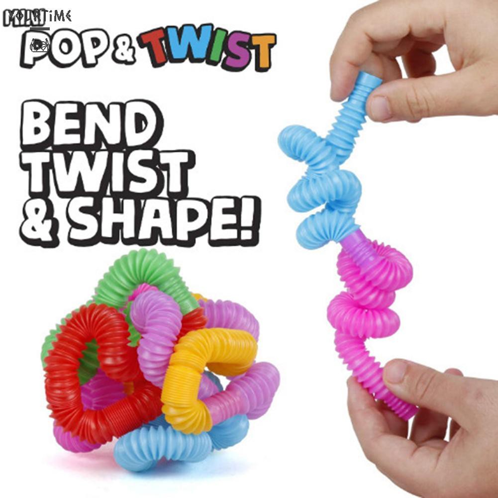 Đồ chơi Pop Tubes Fidget Toys Plastic Corrugated Pipe Autism Sensory Toys Random